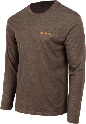 Beretta Men's Wing Drop Casual Durable Multi-Purpose Comfortable Cotton Blend Ribbed Crew Neck Long Sleeve T-Shirt with Logo