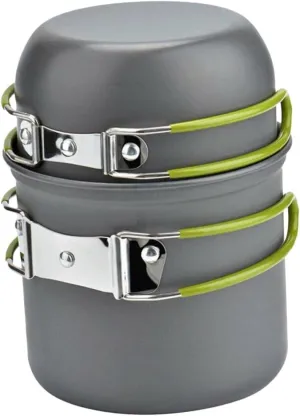 BESPORTBLE 1 Set Portable Camping Cookware Set for People Non Stick Pan Teapot Lightweight Cooking Tools for Outdoor Picnic Hiking Backpacking Grey