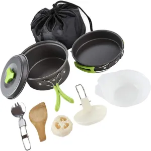 BESPORTBLE 2-Person Outdoor Cookware Set Portable Aluminum Oxide Camping Cook Set for Hiking Picnics and Outdoor Activities
