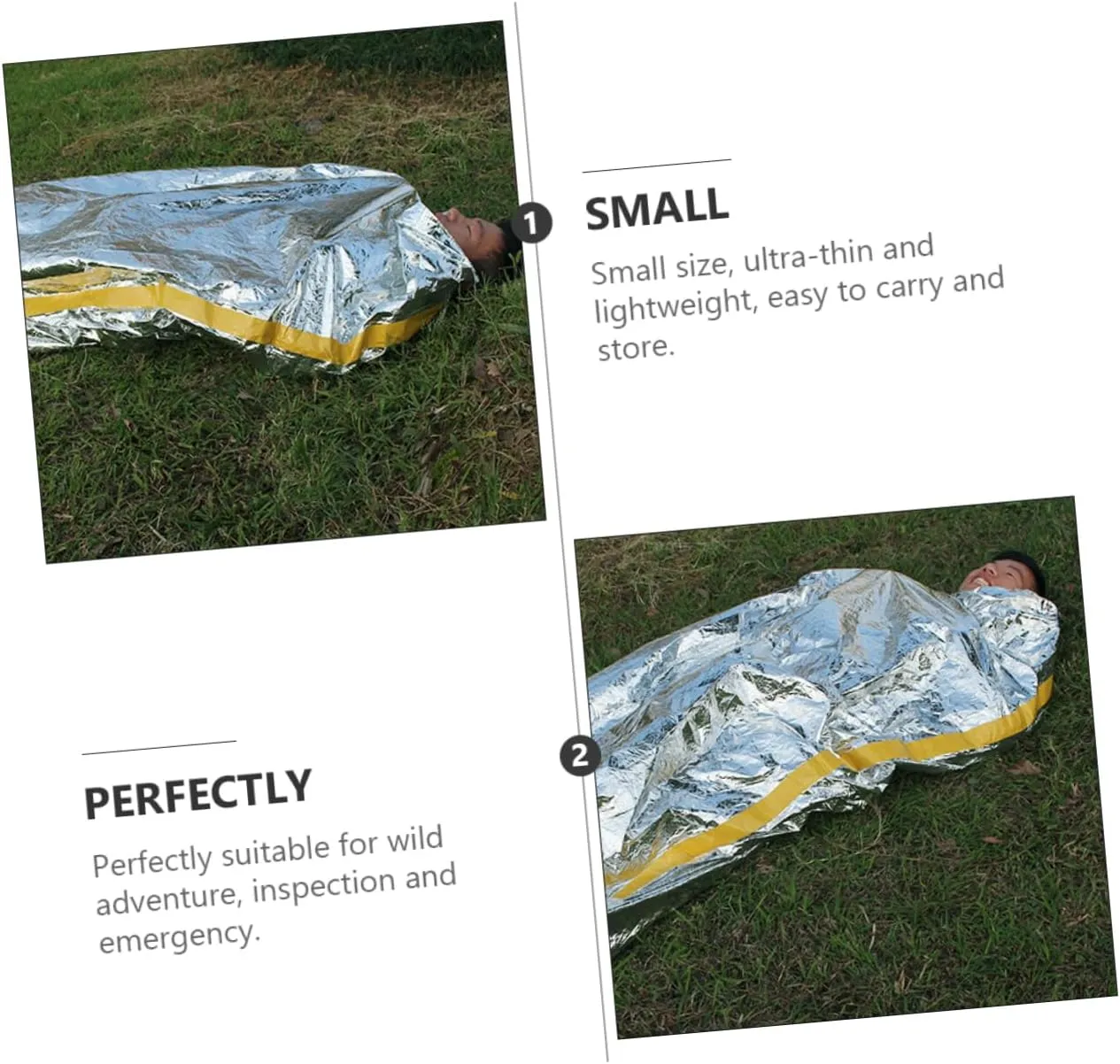BESPORTBLE 2pcs First aid Sleeping Bag Camping Sleeping Sack bivvy Bag Outdoor Sleeping Bag Emergency Blanket
