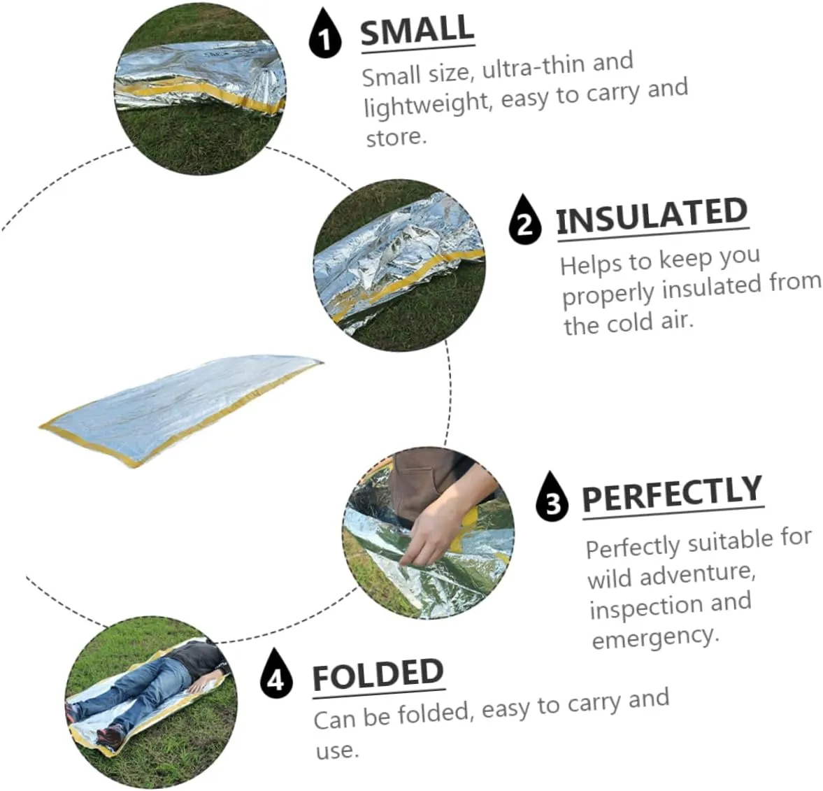 BESPORTBLE 2pcs First aid Sleeping Bag Camping Sleeping Sack bivvy Bag Outdoor Sleeping Bag Emergency Blanket