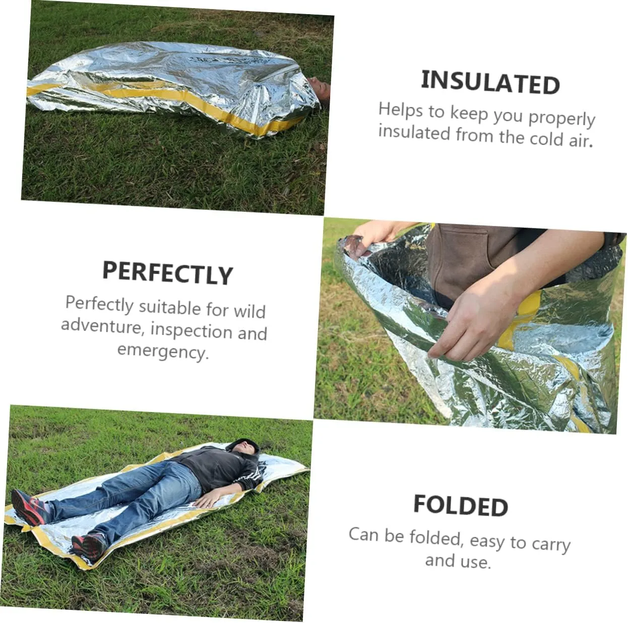 BESPORTBLE 2pcs First aid Sleeping Bag Camping Sleeping Sack bivvy Bag Outdoor Sleeping Bag Emergency Blanket