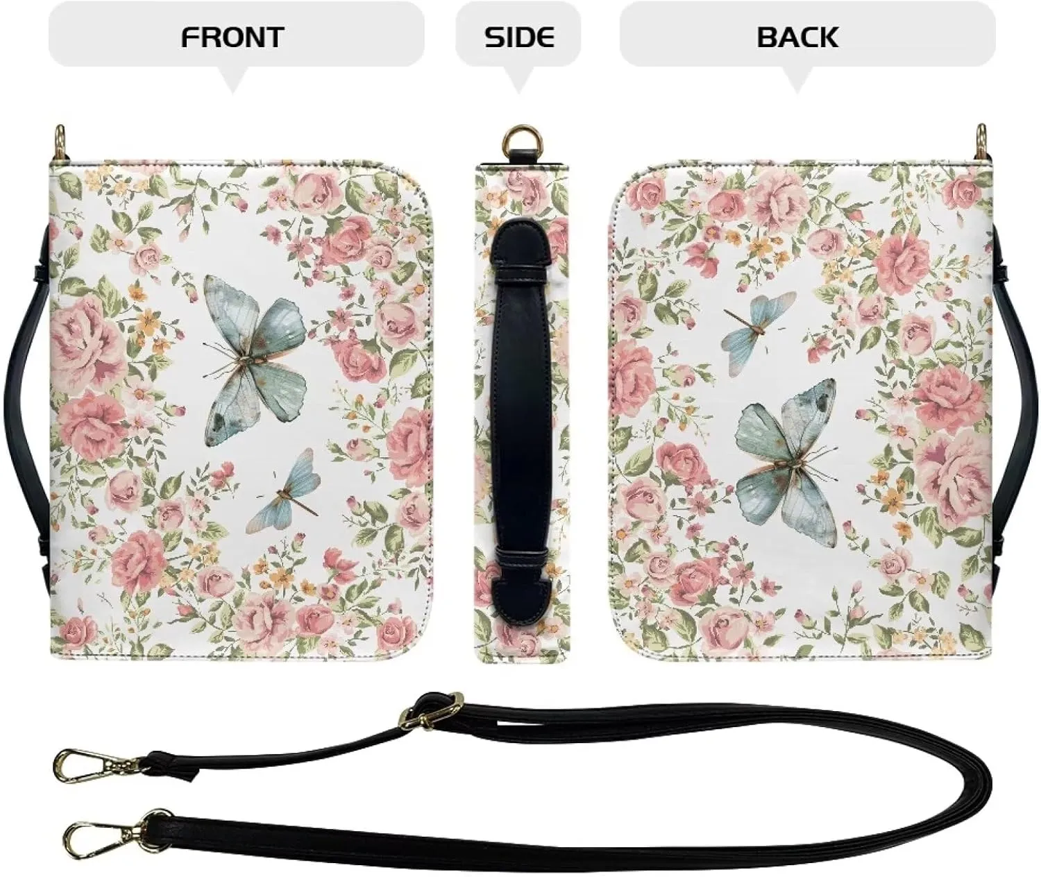 Bible Cover - Portable Bible Case with Shoulder Strap for Bible Study