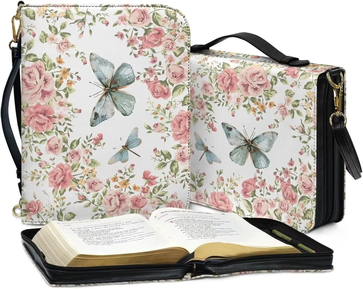 Bible Cover - Portable Bible Case with Shoulder Strap for Bible Study