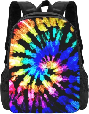 Big Capacity Rucksack, for Blue Tie Dye Multipurpose Anti-Theft Bookbag with Shoulder Straps, Casual College Daypack, Travel Hiking Backpack Rucksack