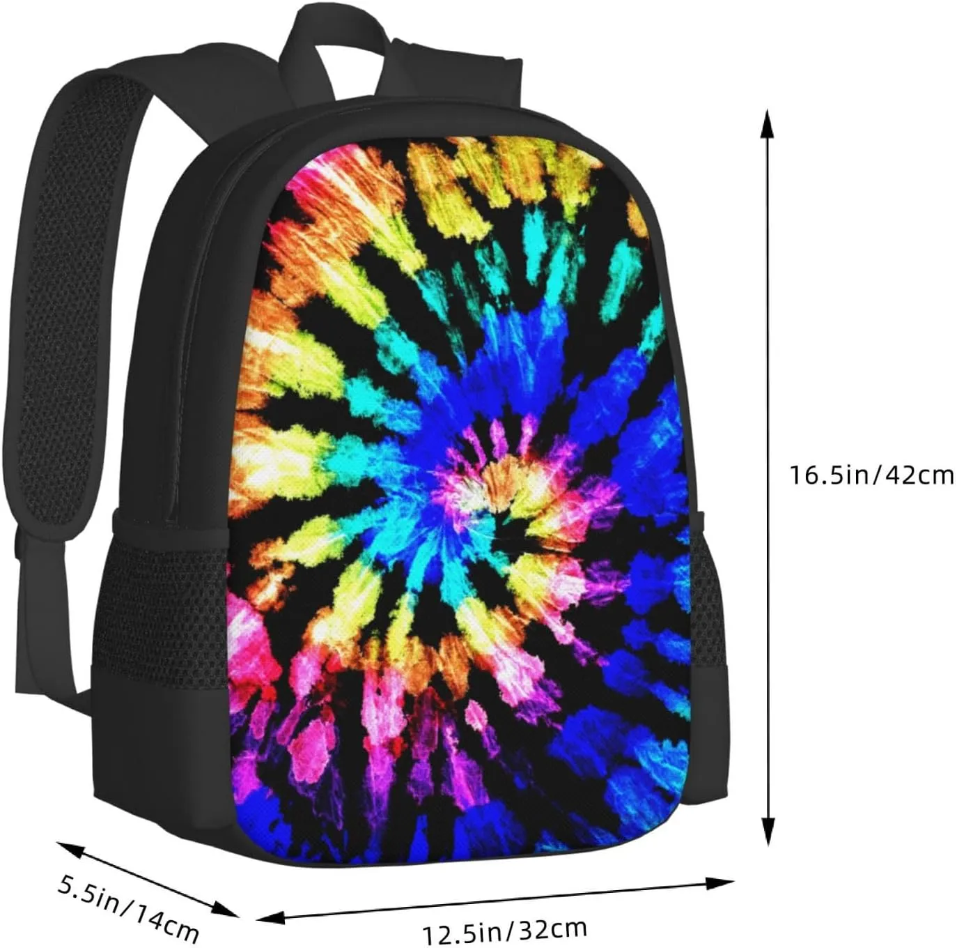Big Capacity Rucksack, for Blue Tie Dye Multipurpose Anti-Theft Bookbag with Shoulder Straps, Casual College Daypack, Travel Hiking Backpack Rucksack