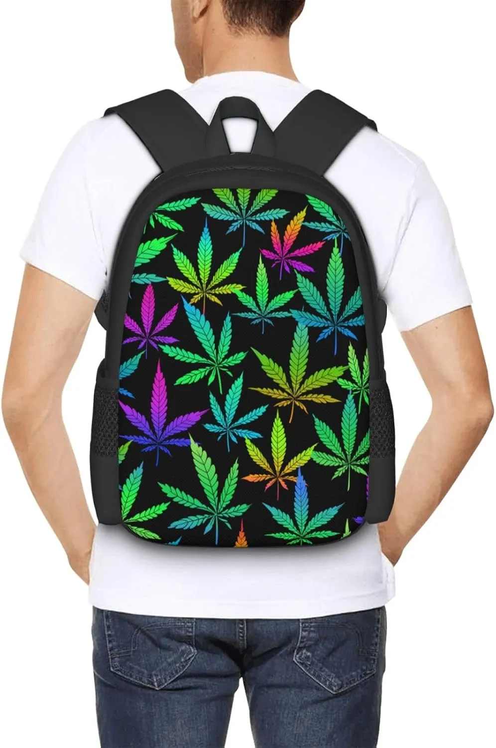 Big Capacity Rucksacks, for Neon Weedleaf Leaves Anti-Theft Multipurpose Bookbag with Shoulder Straps, Shoulder Book Bags, Travel Hiking Daypack Laptop Backpack