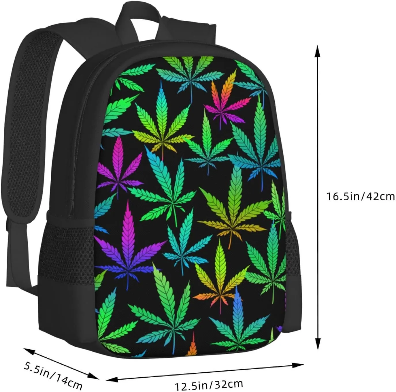Big Capacity Rucksacks, for Neon Weedleaf Leaves Anti-Theft Multipurpose Bookbag with Shoulder Straps, Shoulder Book Bags, Travel Hiking Daypack Laptop Backpack