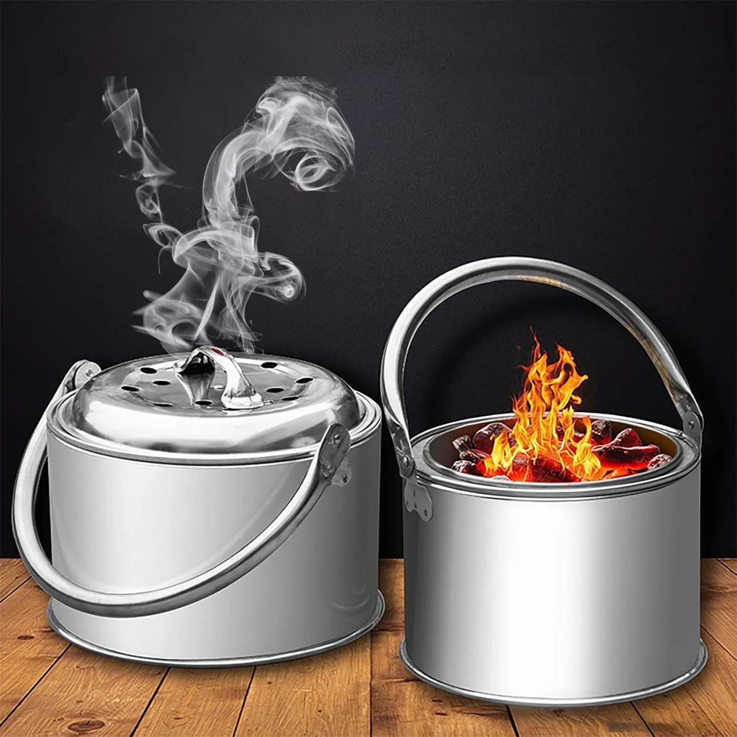 BILIKEYU Camping Stove Grill Fire With Stainless Steel Grill Net Portable Grill Wood Burning Stoves For Picnic BBQ Camp Hiking Home (B, One Size)