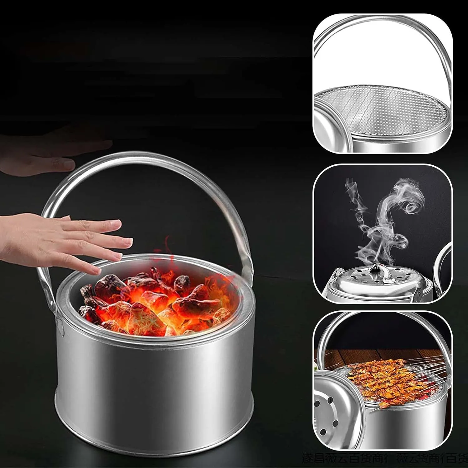 BILIKEYU Camping Stove Grill Fire With Stainless Steel Grill Net Portable Grill Wood Burning Stoves For Picnic BBQ Camp Hiking Home (B, One Size)