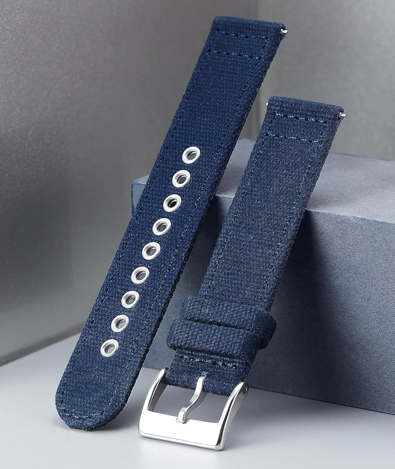 BINLUN Canvas Watch Bands Quick Release Sail Cloth Watch Straps Replacement 18mm 20mm 22mm 24mm Cotton Fabric Watchband for Men and Women with Silver/Black Buckle