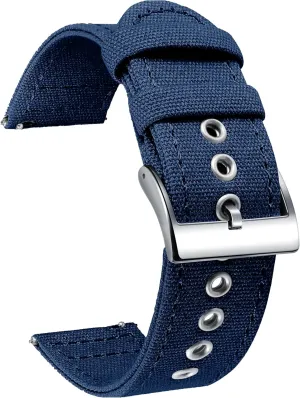 BINLUN Canvas Watch Bands Quick Release Sail Cloth Watch Straps Replacement 18mm 20mm 22mm 24mm Cotton Fabric Watchband for Men and Women with Silver/Black Buckle