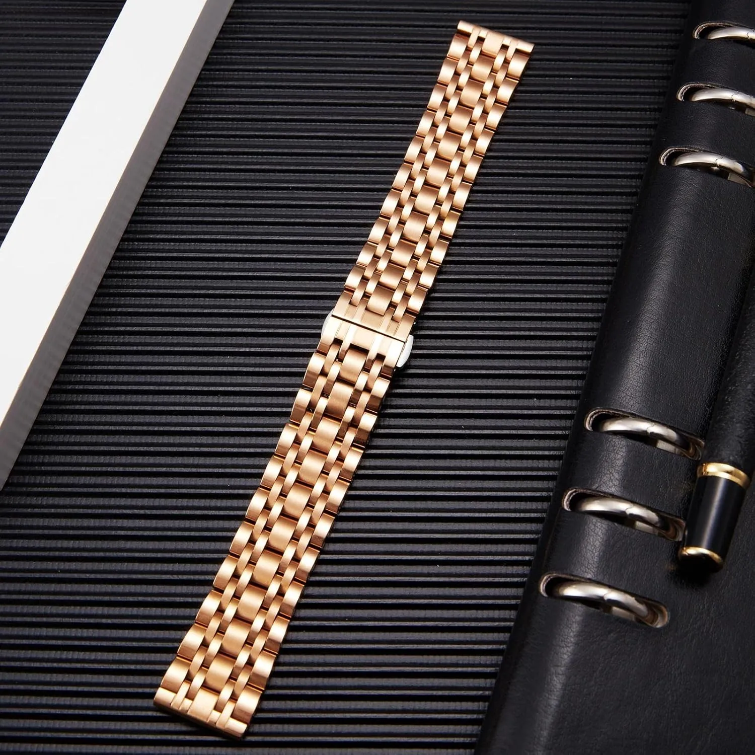 BINLUN Stainless Steel Watch Band High-end Replacement Watch Band 6 Color for Women Men(Gold, Silver, Black, Rose Gold, Gold Tone, Rose Gold Tone) 13 Size (12mm - 24mm)