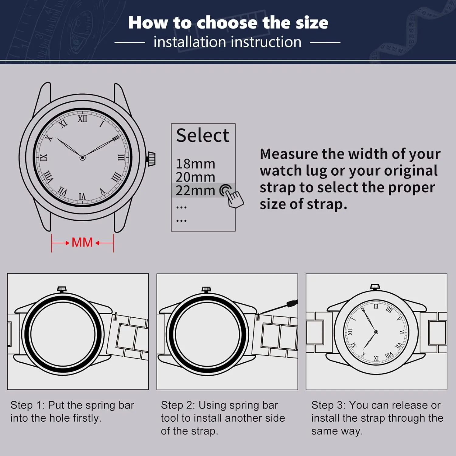 BINLUN Stainless Steel Watch Band High-end Replacement Watch Band 6 Color for Women Men(Gold, Silver, Black, Rose Gold, Gold Tone, Rose Gold Tone) 13 Size (12mm - 24mm)