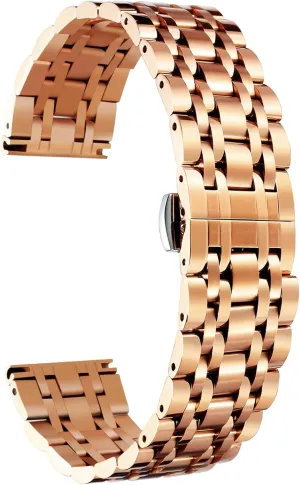BINLUN Stainless Steel Watch Band High-end Replacement Watch Band 6 Color for Women Men(Gold, Silver, Black, Rose Gold, Gold Tone, Rose Gold Tone) 13 Size (12mm - 24mm)