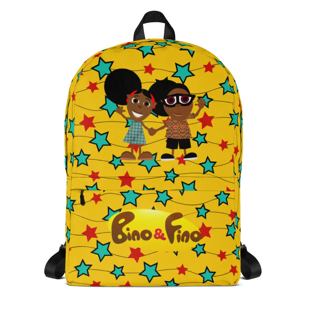 Bino and Fino 'Yellow Star African Pattern' Backpack