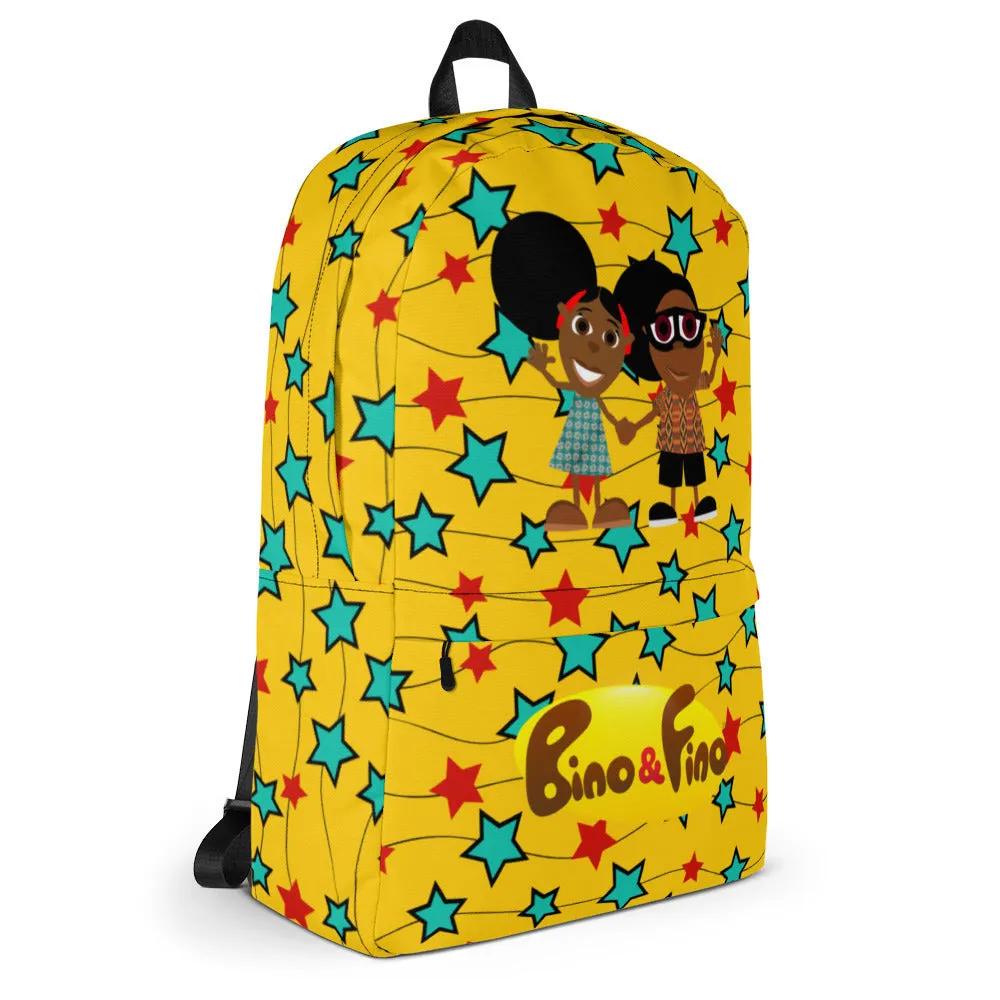 Bino and Fino 'Yellow Star African Pattern' Backpack