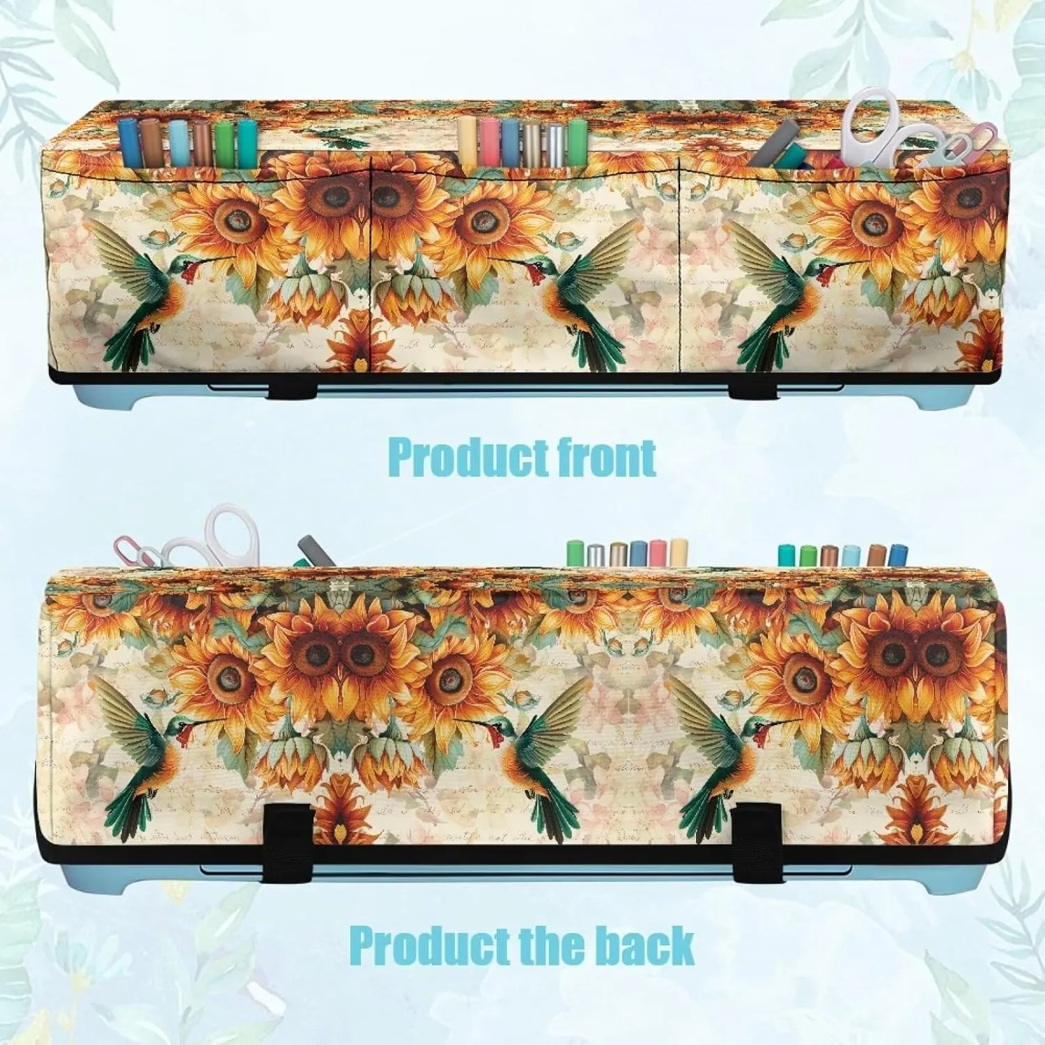 Bird Sunflower Carrying Case Cover with Pockets Anti-skid DIY Cutting Machine Storage Bag Dust Cover Compatible with Most DIY Cutting Machine