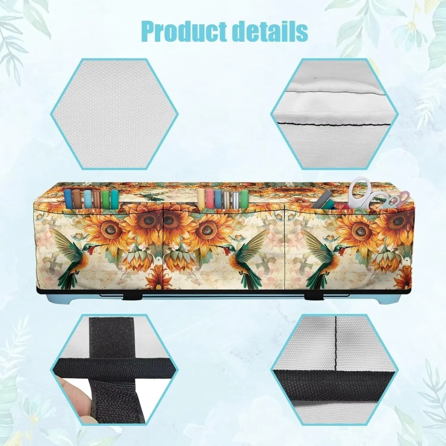 Bird Sunflower Carrying Case Cover with Pockets Anti-skid DIY Cutting Machine Storage Bag Dust Cover Compatible with Most DIY Cutting Machine