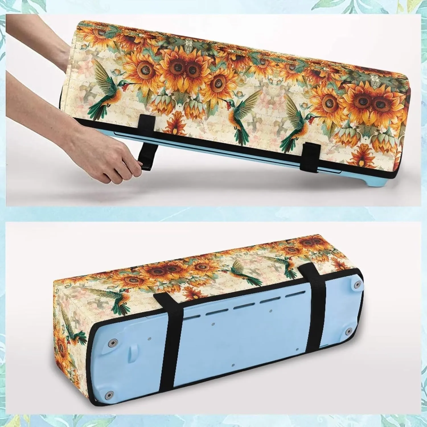 Bird Sunflower Carrying Case Cover with Pockets Anti-skid DIY Cutting Machine Storage Bag Dust Cover Compatible with Most DIY Cutting Machine