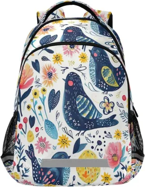 Birds Flowers Design Waterproof Backpack - Casual Outdoor Sports Daypack with Ergonomic Shoulder Straps#296