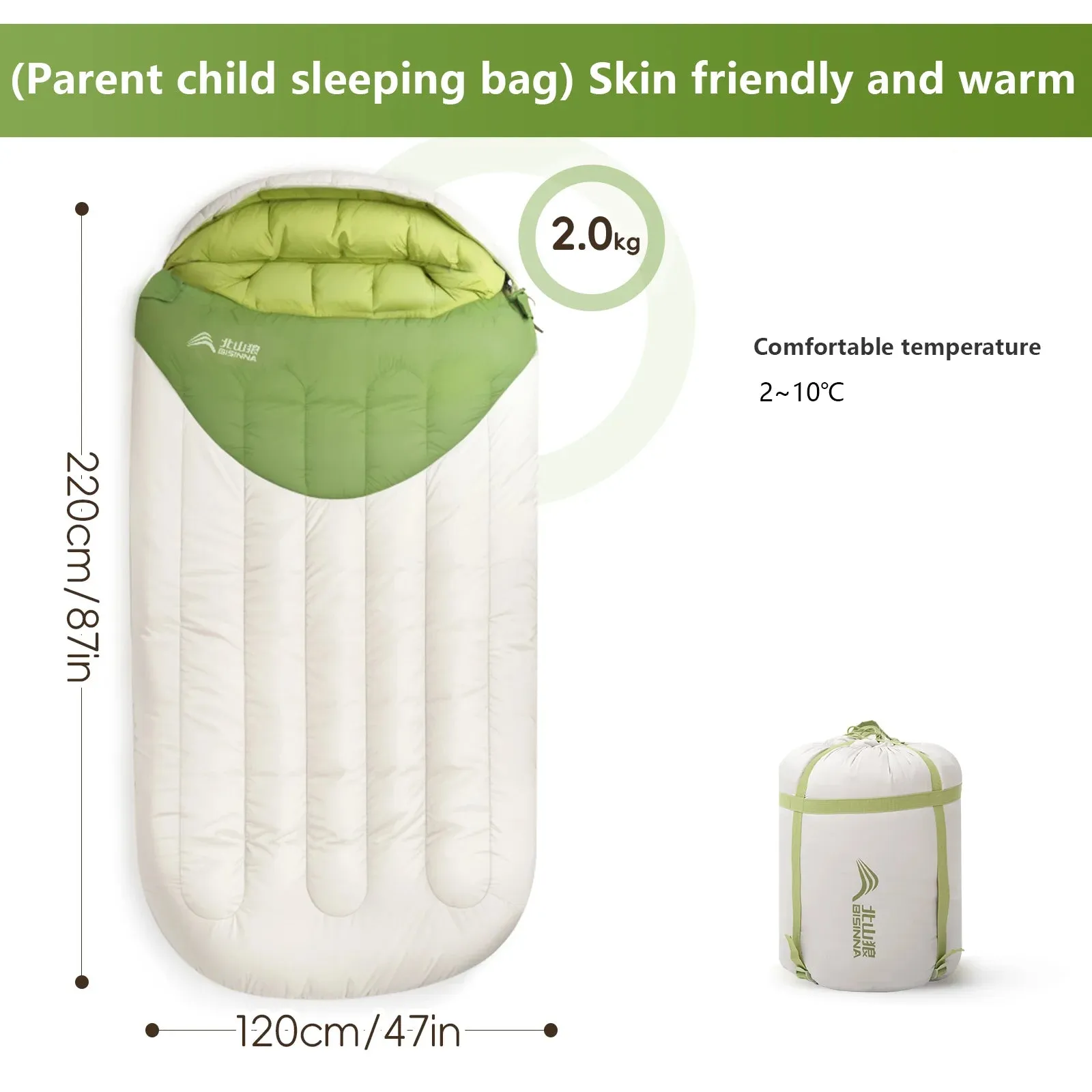 BISINNA 120cm Width Large Winter Cotton Sleeping Bag Outdoor Lightweight Camping Supplies Hiking Trekking Tourism