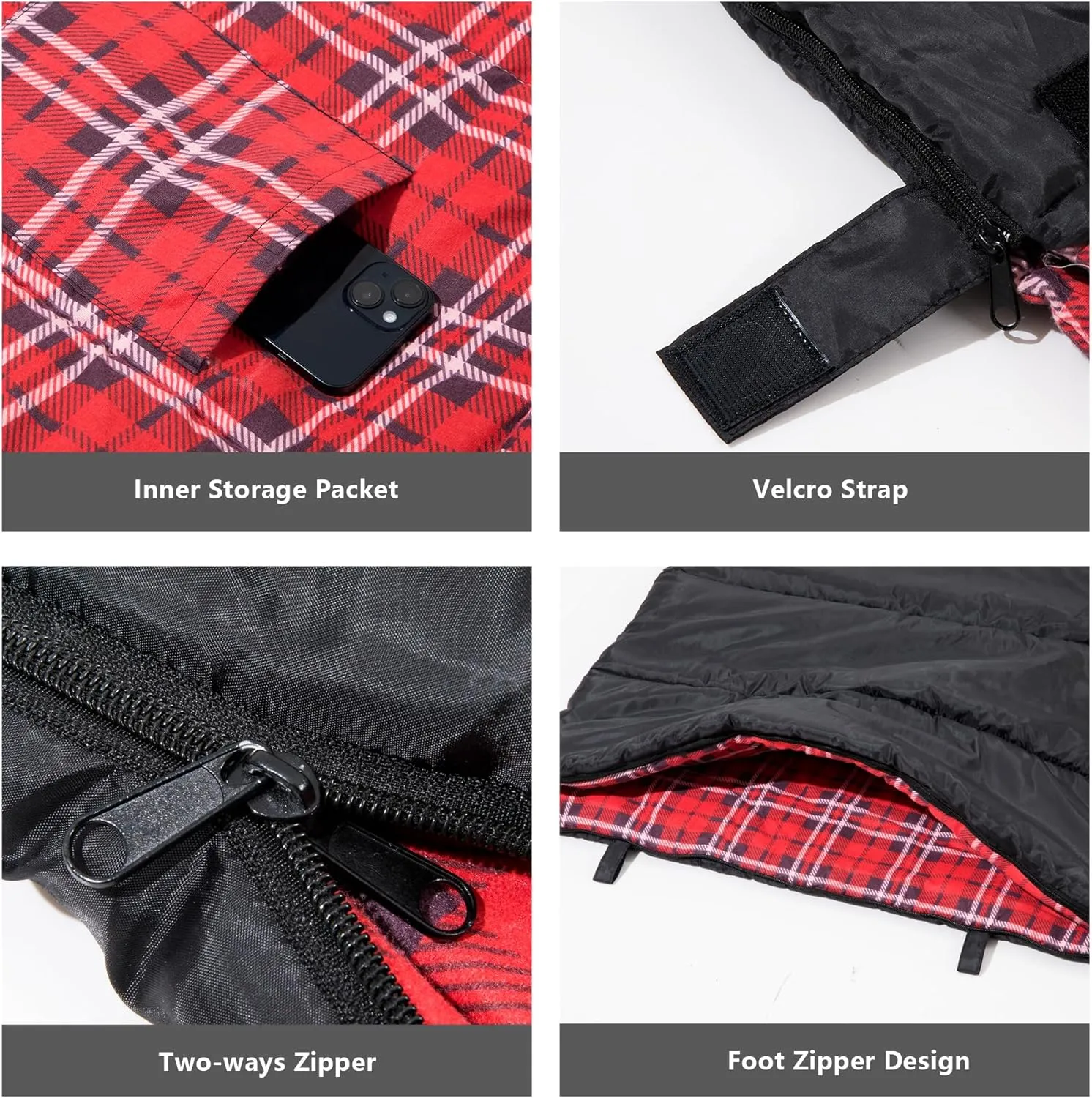 BISINNA Cotton Flannel Sleeping Bag for Adults Backpacking Camping Sleeping Bag 3 Season Envelope Sleeping Bags for Hiking