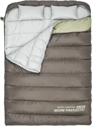 BISINNA Double Sleepinag Bag for Adults Two Person Queen Size Camping Sleeping Bag for All Season Backpacking Hiking Cold Weather with Compression Sack