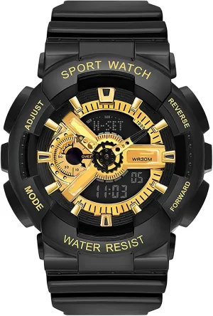 Black and Gold Couple Watches, Raise Your Hand to Light Up, Military Tactical Watches, Digital Sports Outdoor Waterproof, for Couple/Unisex Fashion Gifts