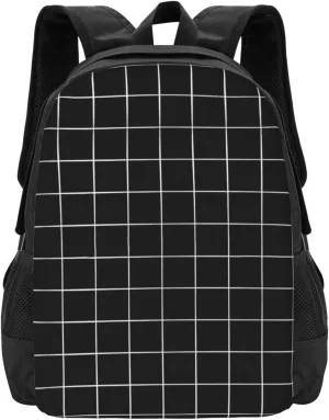 Black Grid Lightweight Packable Backpack Travel Casual Hiking Daypack Foldable Backpack For Men Women