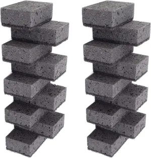 Black Multi Use Scrub Sponges. Made in Europe. 18 Pack, 4.3x2.8x1.4 inches. Heavy Duty Fiber. Odorless Durable Scrubber for Kitchen and Household Cleaning
