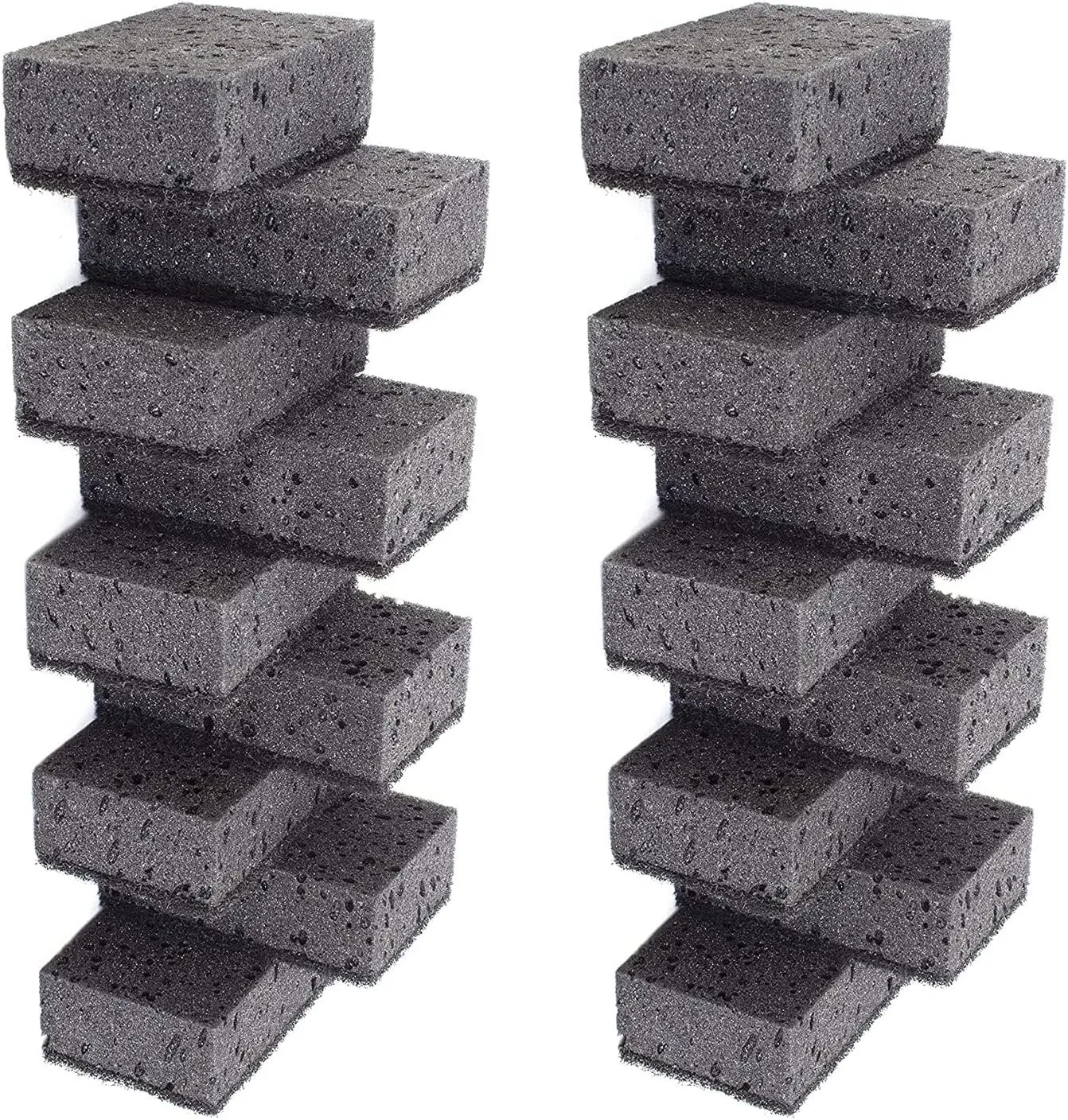 Black Multi Use Scrub Sponges. Made in Europe. 18 Pack, 4.3x2.8x1.4 inches. Heavy Duty Fiber. Odorless Durable Scrubber for Kitchen and Household Cleaning