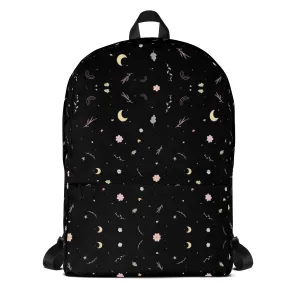 Black Rainbow Moon Pattern Backpack