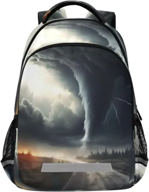 Black Tornado Design Waterproof Backpack - Casual Outdoor Sports Daypack with Ergonomic Shoulder Straps#587