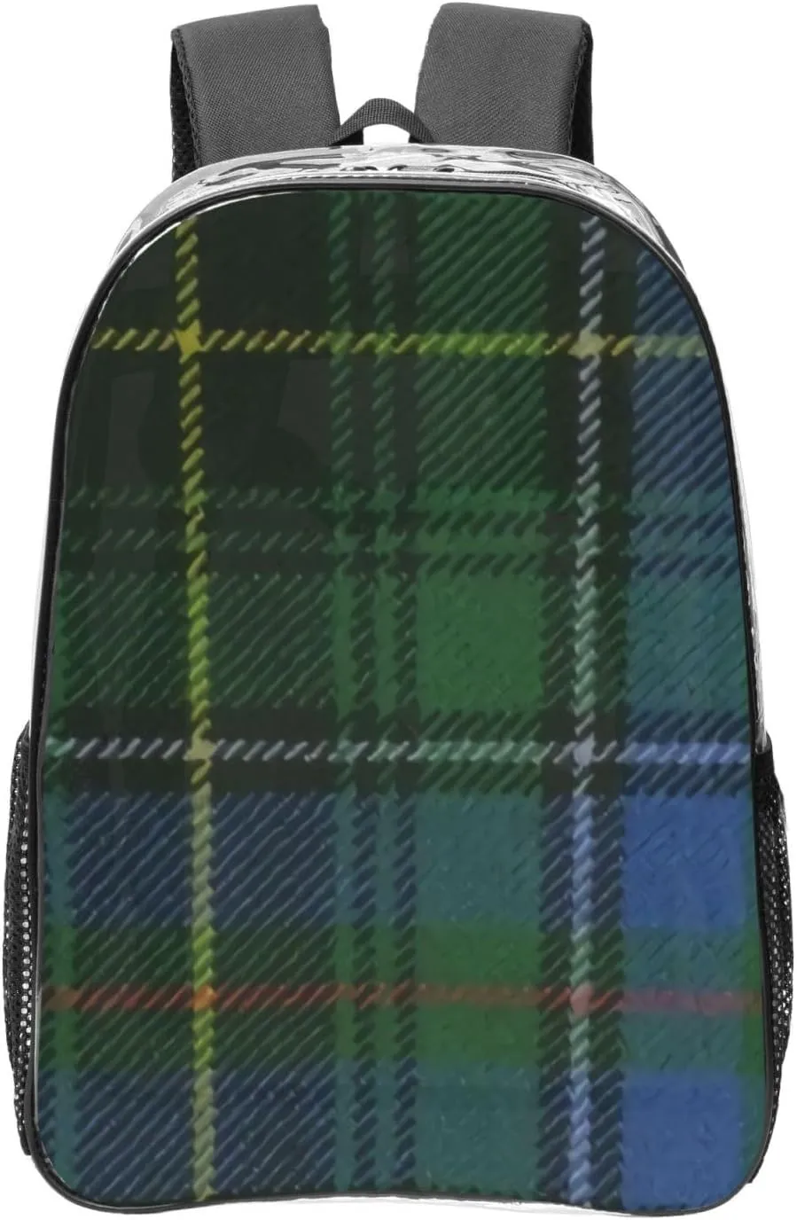 Black Watch Ancient Original Scottish Tartan Lightweight Clear Backpack - Transparent Bag For Work, Gym & Stadium Compliance