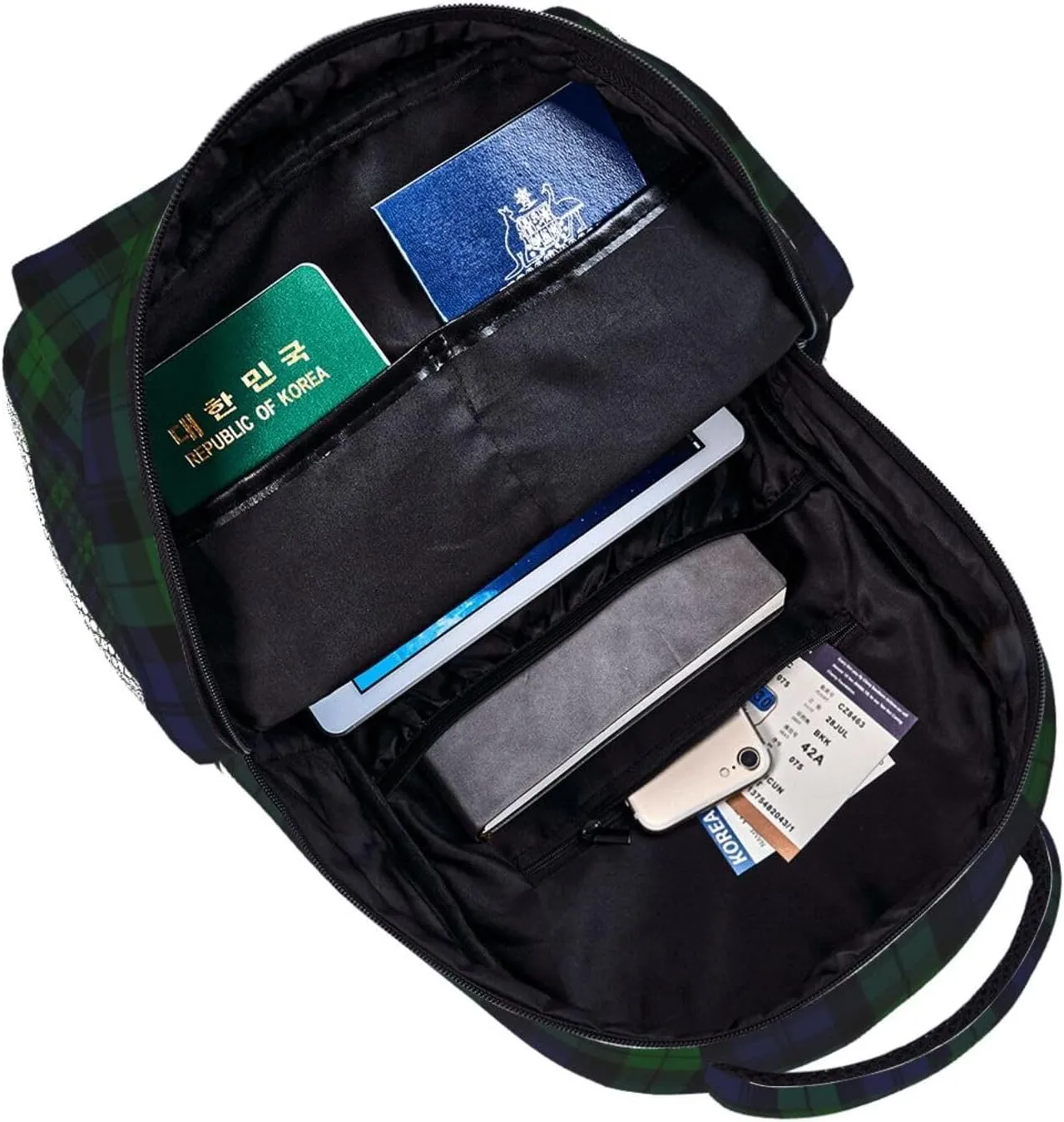 Black Watch Tartan Plaid Backpack Casual Laptop Backpack Lightweight Double Shoulder Bag Travel Daypack For Women Men