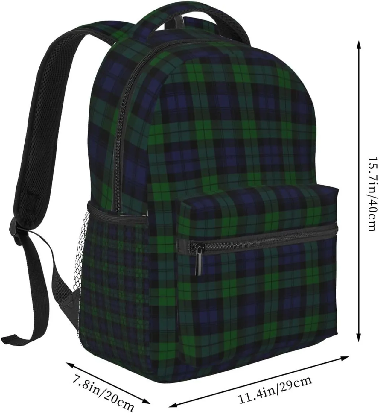 Black Watch Tartan Plaid Backpack Casual Laptop Backpack Lightweight Double Shoulder Bag Travel Daypack For Women Men