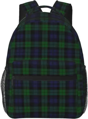 Black Watch Tartan Plaid Backpack Casual Laptop Backpack Lightweight Double Shoulder Bag Travel Daypack For Women Men