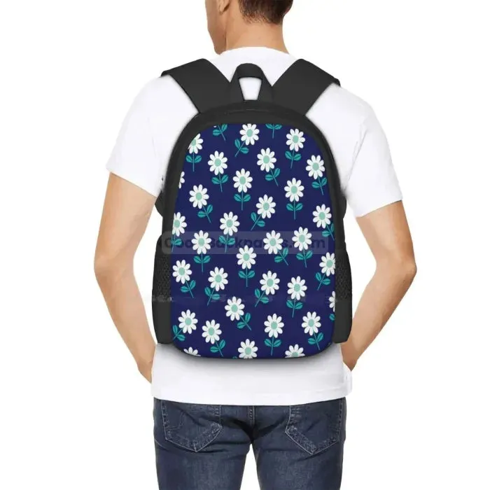 Blue and White Floral Backpack