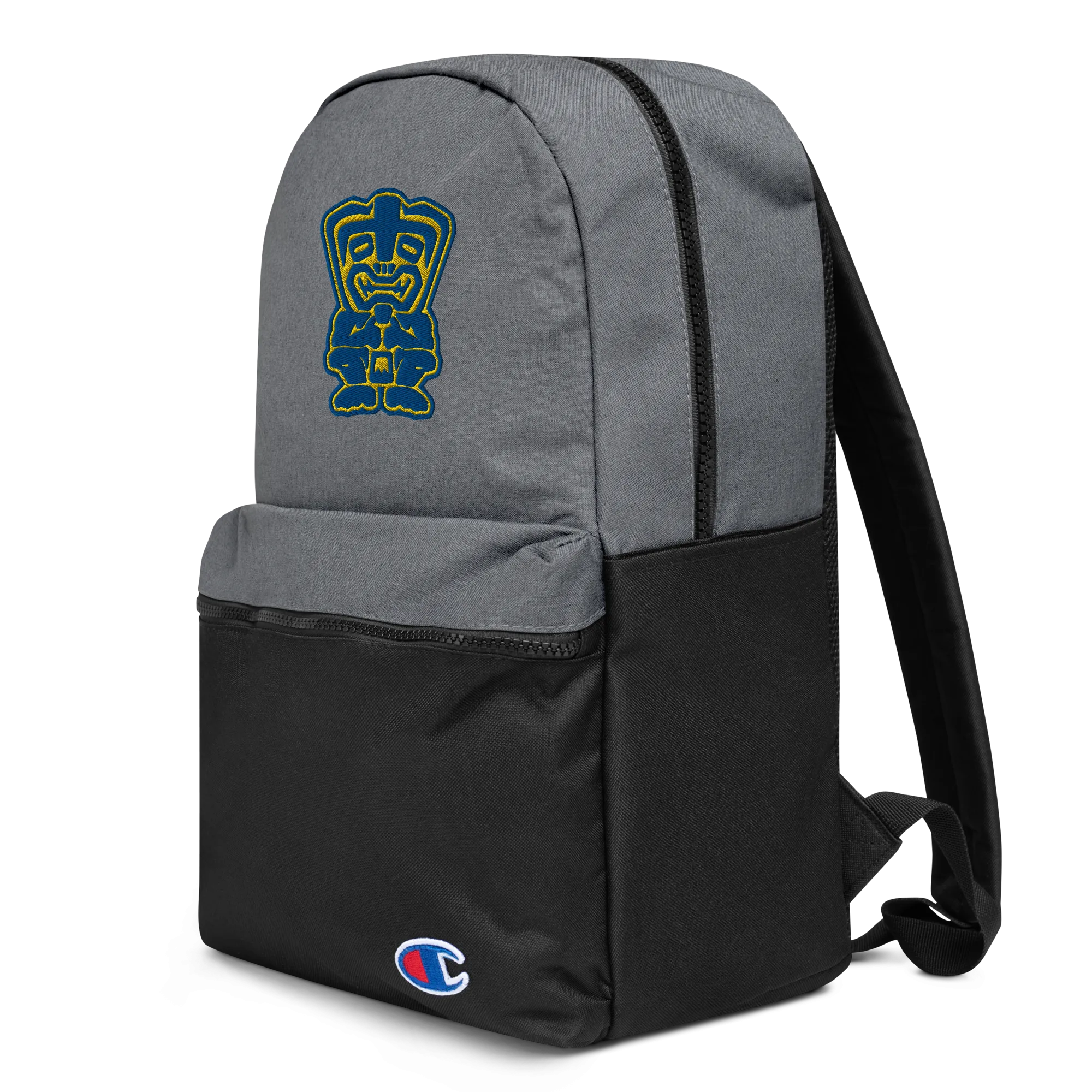Blue and Yellow TikiEmbroidered Champion Backpack