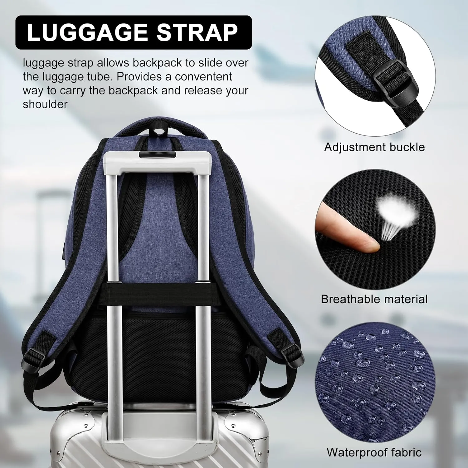 Blue Backpack for School, School BackPack for Teens, Boys and Girls, with 15.6 inch Laptop Bookbag for College High School, Large Computer Back Pack with Compartments for Men & Women