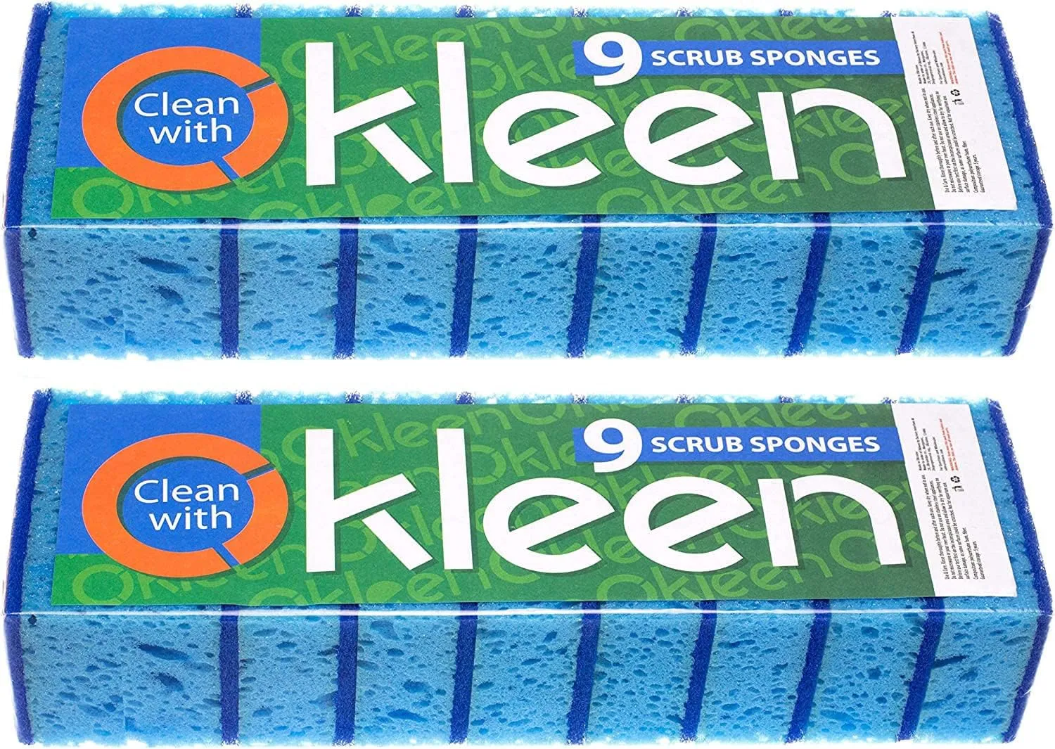 Blue Multi Use Scrub Sponge. Made in Europe. 18 Pack, 4.3x2.8x1.4 inches. Heavy Duty and Non Scratch Fiber. Odorless, Durable. Delicate Scouring Surface