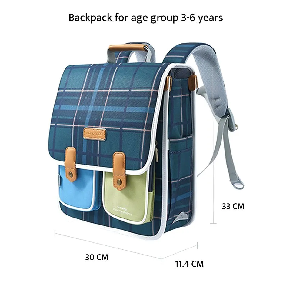 Blue Scottish Plaid Checks Rectangle style Backpack for Kids, Medium