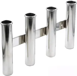 Boat 304 Stainless Steel 4 Link Tubes Vertical Multi-use Fishing Rod Holder Rack Wall-Hung Style for Boat Yacht