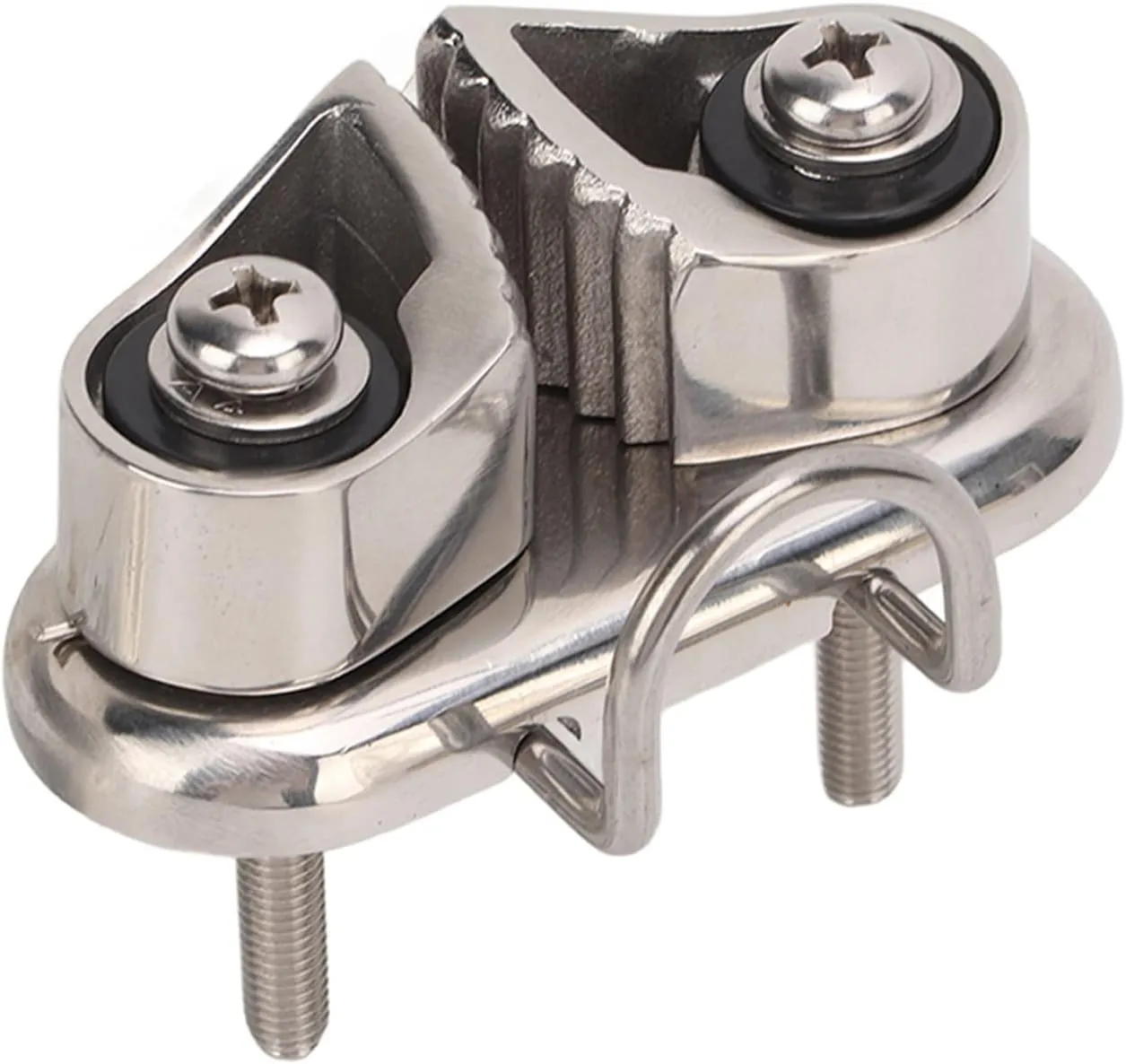 Boat Cam Cleat with Wire Leading, 316 Stainless Steel Mirror Polished, Sailboat Pilates Equipment, for 10mm Rope 316 Stainless Steel Cam Cleat With Leading Ring
