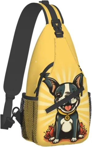 Boston Terrier Outdoor Cross-body Shoulder Bag, Unisex Backpack For Women Men Young Hiking Travel