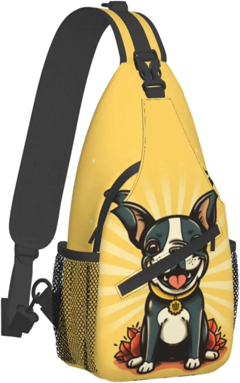 Boston Terrier Outdoor Cross-body Shoulder Bag, Unisex Backpack For Women Men Young Hiking Travel