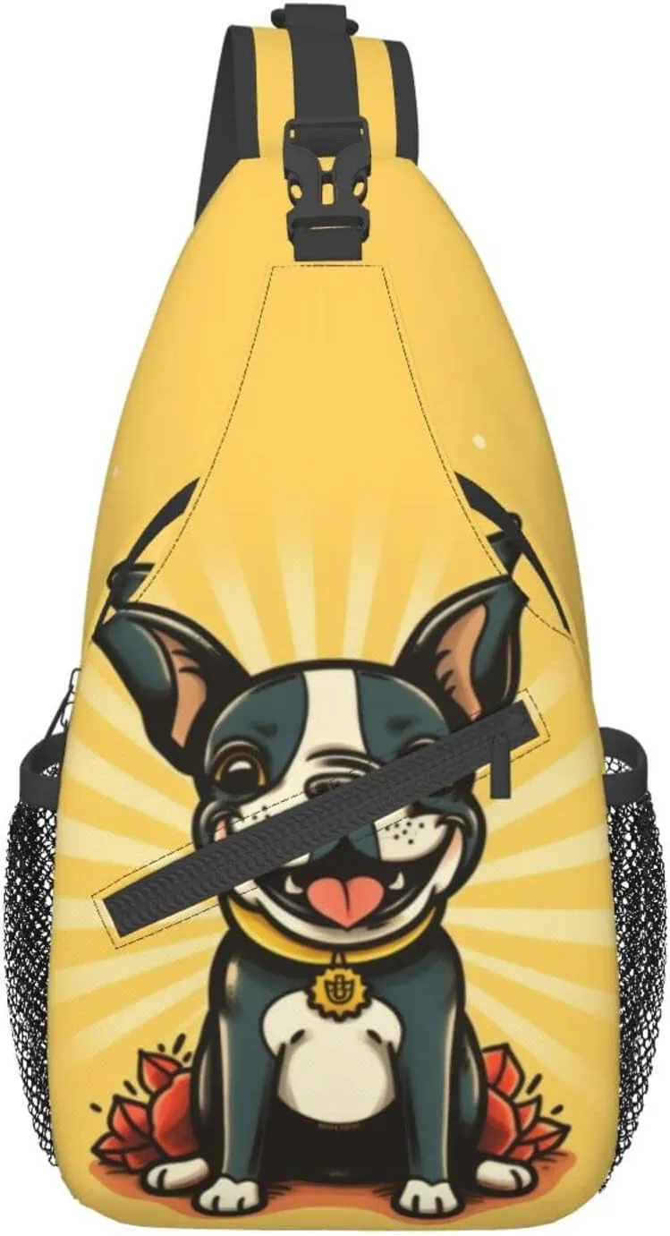 Boston Terrier Outdoor Cross-body Shoulder Bag, Unisex Backpack For Women Men Young Hiking Travel