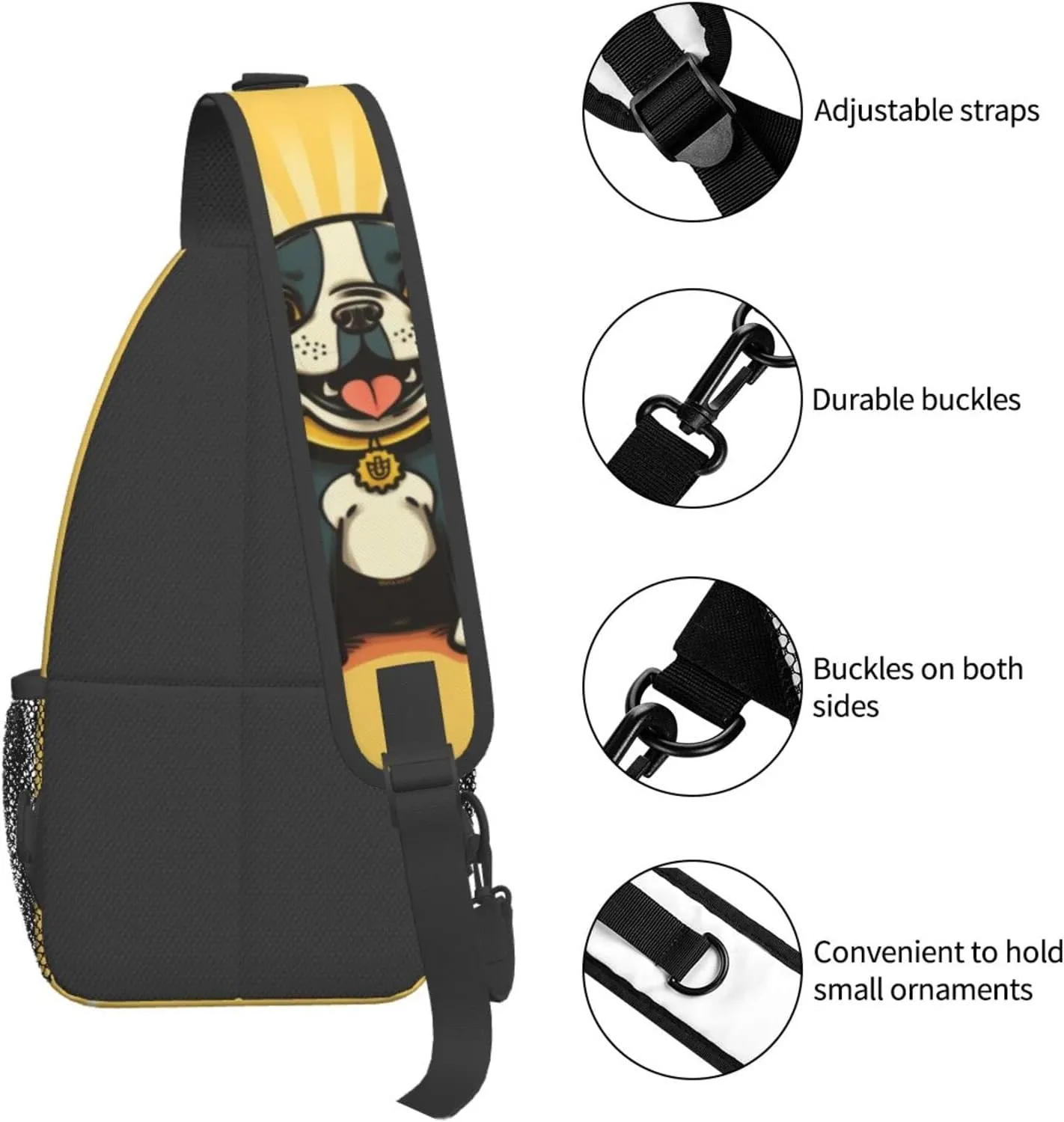 Boston Terrier Outdoor Cross-body Shoulder Bag, Unisex Backpack For Women Men Young Hiking Travel
