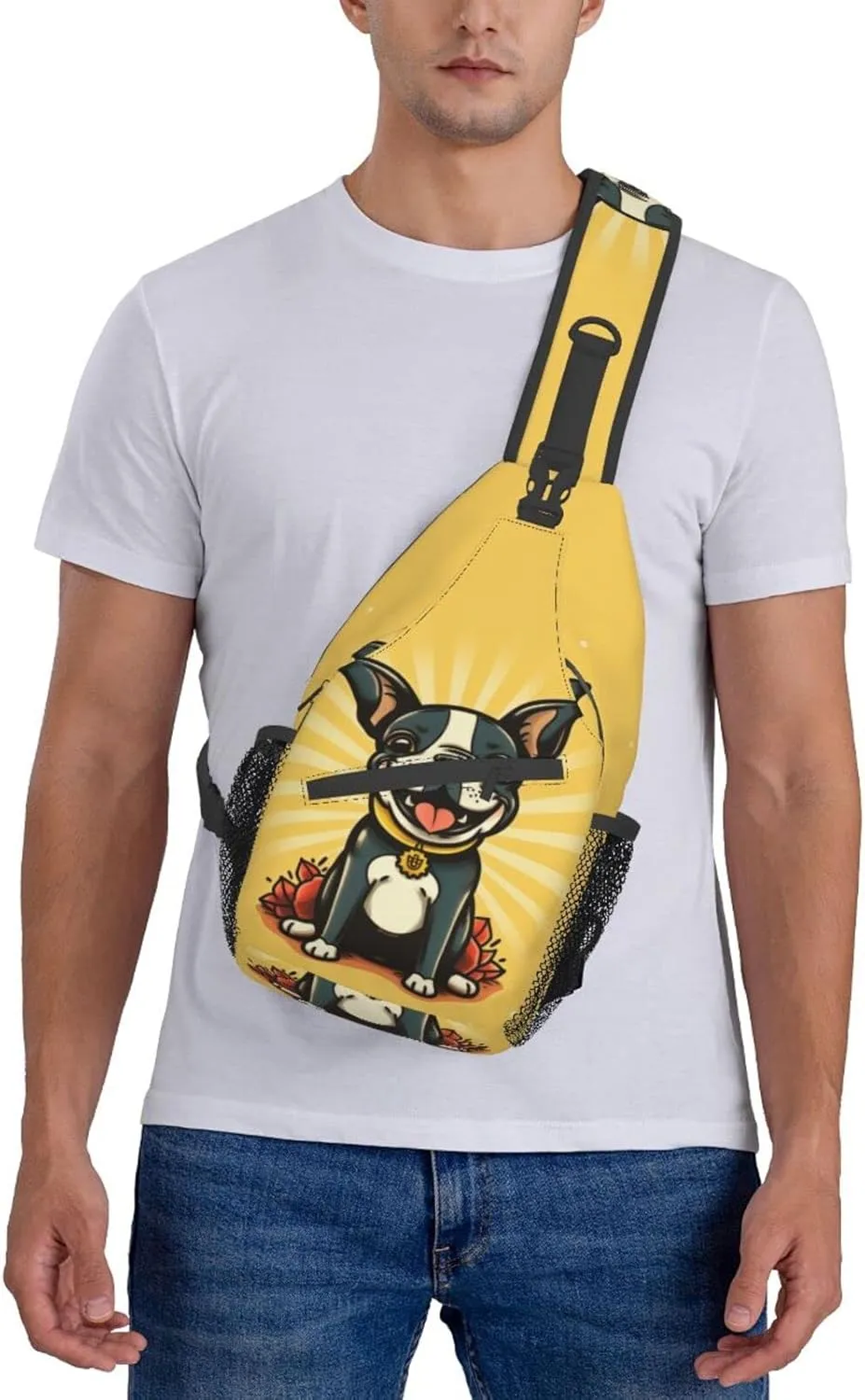 Boston Terrier Outdoor Cross-body Shoulder Bag, Unisex Backpack For Women Men Young Hiking Travel